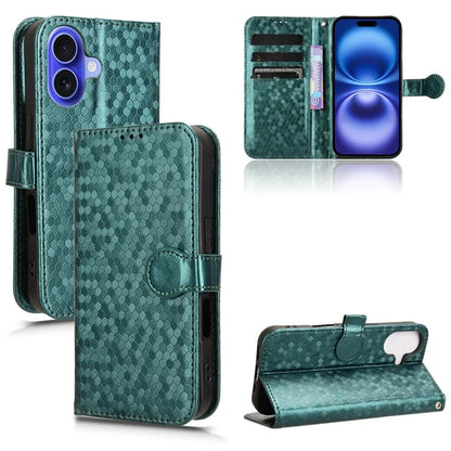 For iPhone 16 Wallet Case Dot Pattern Imprint PU Leather Phone Cover