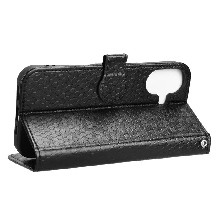 For iPhone 16 Plus Wallet Case Dot Pattern Imprint PU Leather Phone Cover
