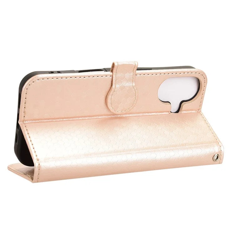 For iPhone 16 Plus Wallet Case Dot Pattern Imprint PU Leather Phone Cover
