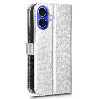 For iPhone 16 Plus Wallet Case Dot Pattern Imprint PU Leather Phone Cover
