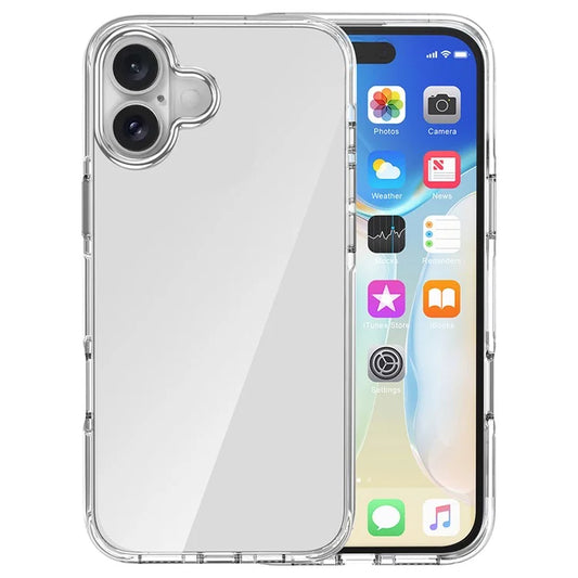 For iPhone 16 Plus Case Airbag Design PC+TPU Clear Protective Phone Cover