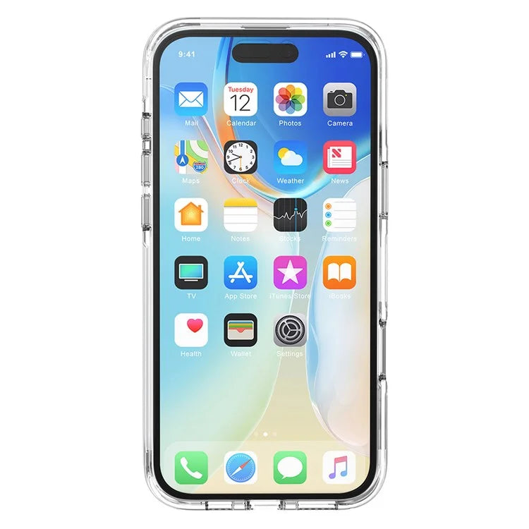 For iPhone 16 Plus Case Airbag Design PC+TPU Clear Protective Phone Cover