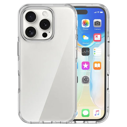 For iPhone 16 Pro Max Case Airbag Design PC+TPU Clear Protective Phone Cover
