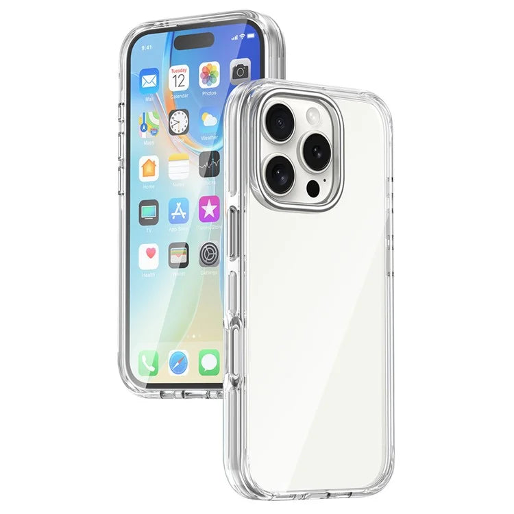 For iPhone 16 Pro Max Case Airbag Design PC+TPU Clear Protective Phone Cover