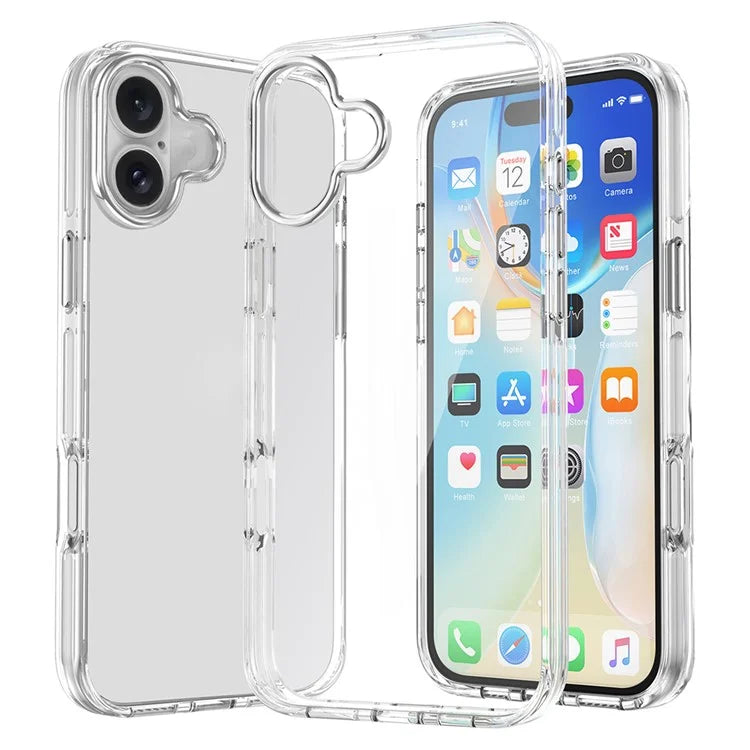 For iPhone 16 Case Airbag Design PC+TPU Clear Protective Phone Cover