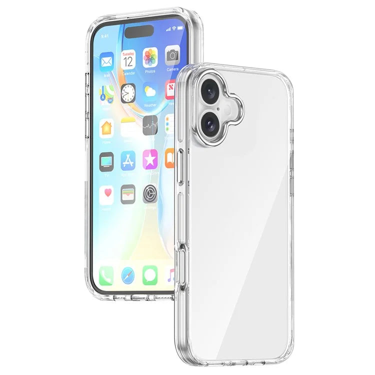 For iPhone 16 Case Airbag Design PC+TPU Clear Protective Phone Cover