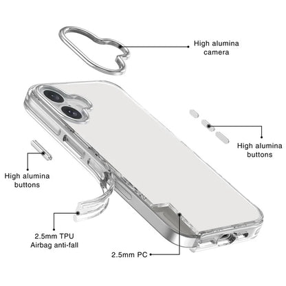 For iPhone 16 Case Airbag Design PC+TPU Clear Protective Phone Cover