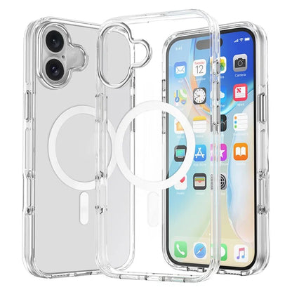 For iPhone 16 Case Compatible with MagSafe Airbag Design PC+TPU Clear Phone Cover