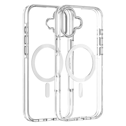 For iPhone 16 Case Compatible with MagSafe Airbag Design PC+TPU Clear Phone Cover