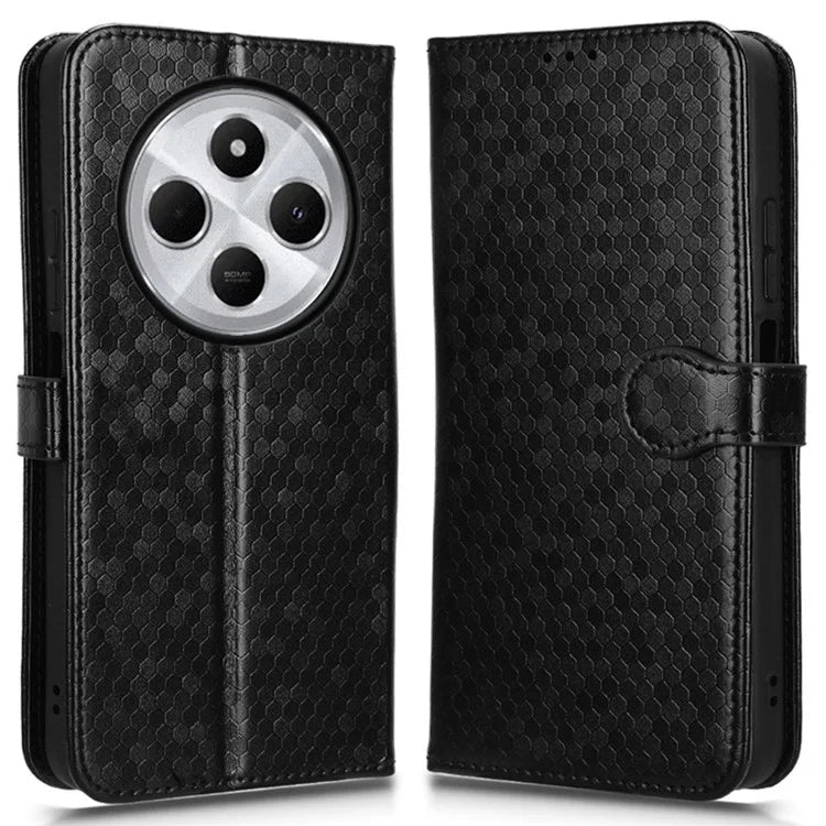 For Xiaomi Redmi 14C 4G Wallet Case Dot Pattern Imprint PU Leather Phone Cover