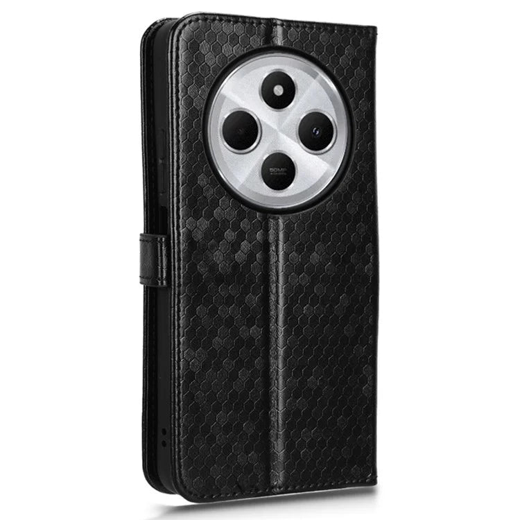 For Xiaomi Redmi 14C 4G Wallet Case Dot Pattern Imprint PU Leather Phone Cover