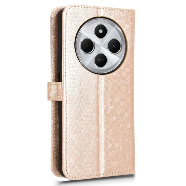 For Xiaomi Redmi 14C 4G Wallet Case Dot Pattern Imprint PU Leather Phone Cover