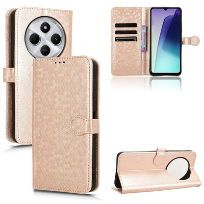 For Xiaomi Redmi 14C 4G Wallet Case Dot Pattern Imprint PU Leather Phone Cover