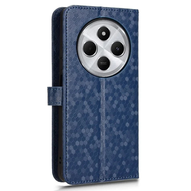For Xiaomi Redmi 14C 4G Wallet Case Dot Pattern Imprint PU Leather Phone Cover