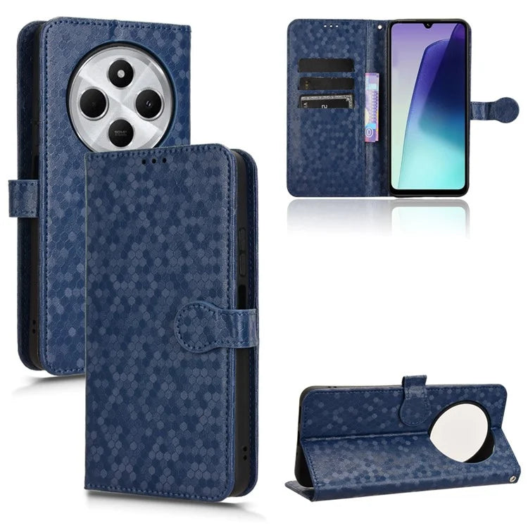 For Xiaomi Redmi 14C 4G Wallet Case Dot Pattern Imprint PU Leather Phone Cover