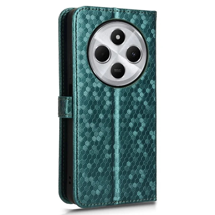 For Xiaomi Redmi 14C 4G Wallet Case Dot Pattern Imprint PU Leather Phone Cover
