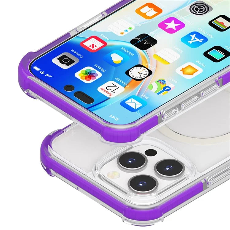 For iPhone 16 Pro Max Case Compatible with MagSafe Reinforced Corners TPU+Acrylic+TPE Phone Cover