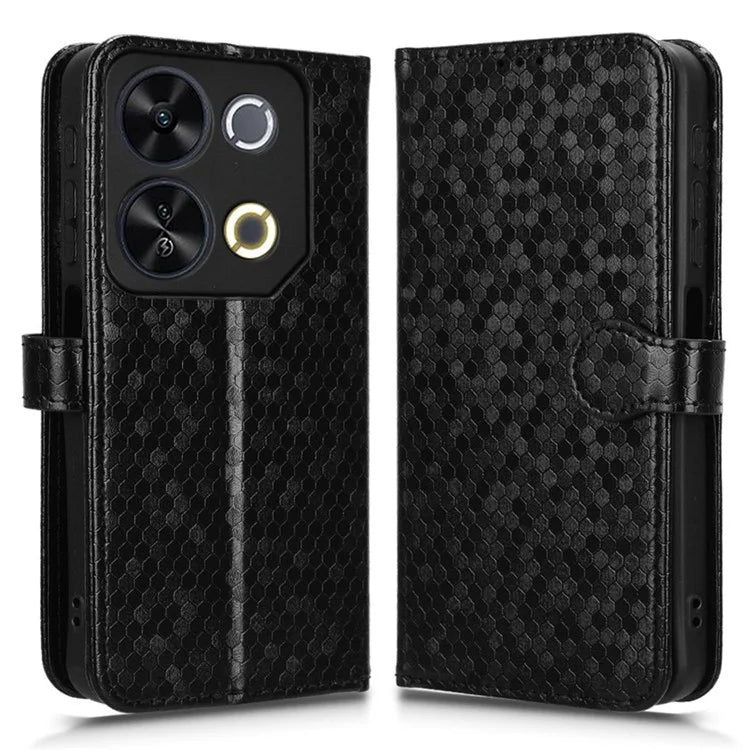 For itel P65 4G P671L Wallet Case Dot Pattern Imprint PU Leather Phone Cover