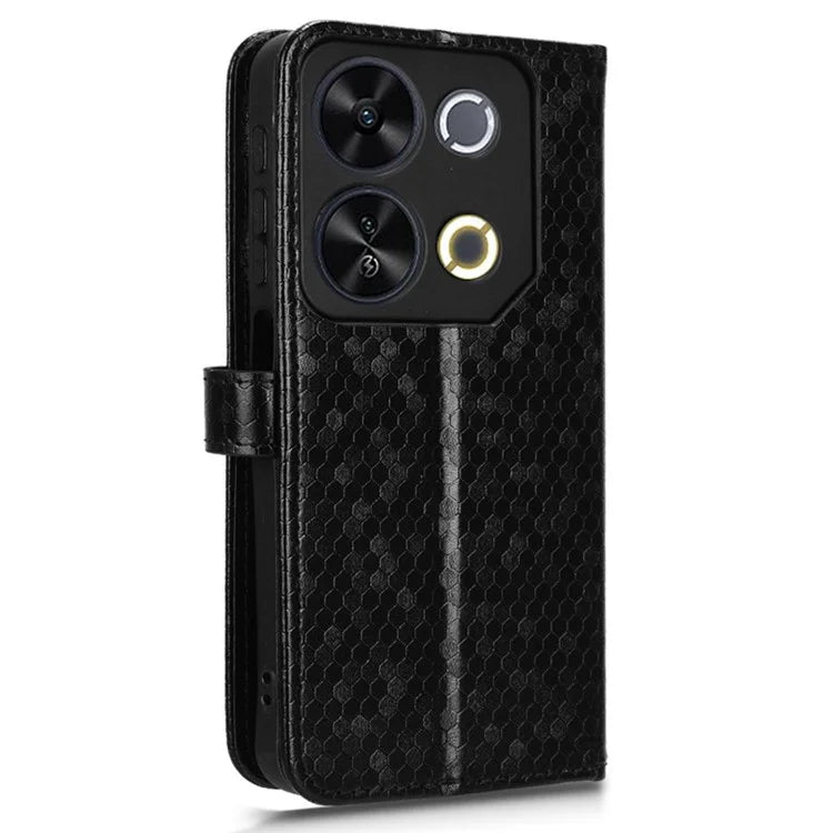 For itel P65 4G P671L Wallet Case Dot Pattern Imprint PU Leather Phone Cover
