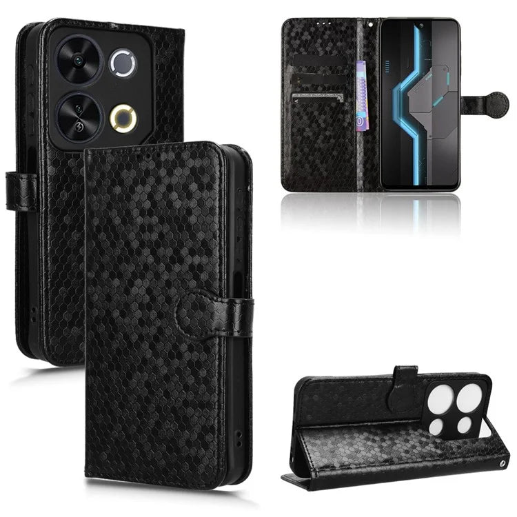 For itel P65 4G P671L Wallet Case Dot Pattern Imprint PU Leather Phone Cover