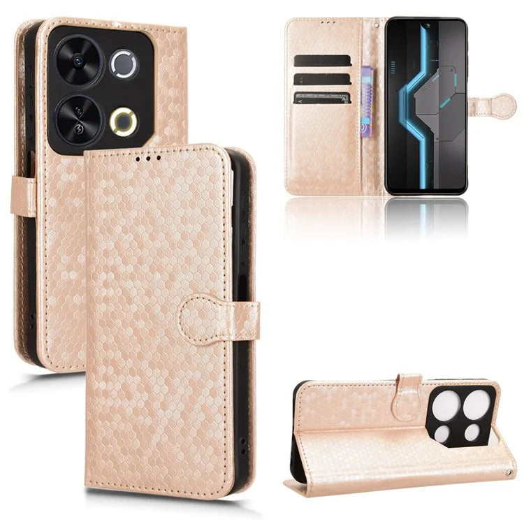 For itel P65 4G P671L Wallet Case Dot Pattern Imprint PU Leather Phone Cover
