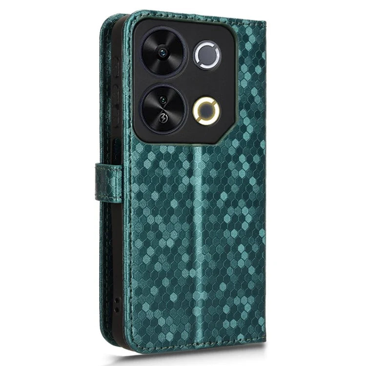 For itel P65 4G P671L Wallet Case Dot Pattern Imprint PU Leather Phone Cover