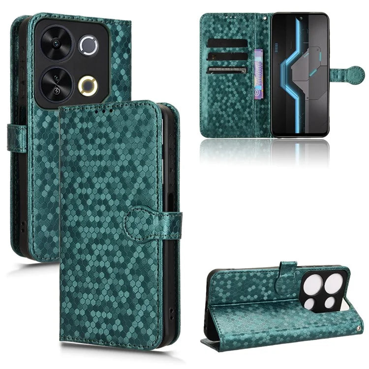 For itel P65 4G P671L Wallet Case Dot Pattern Imprint PU Leather Phone Cover