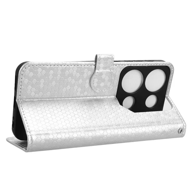 For itel P65 4G P671L Wallet Case Dot Pattern Imprint PU Leather Phone Cover