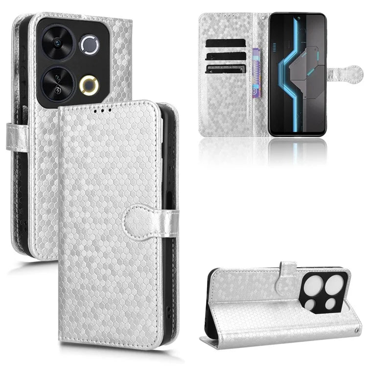 For itel P65 4G P671L Wallet Case Dot Pattern Imprint PU Leather Phone Cover