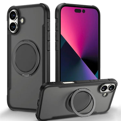 Thunder 3 Series For iPhone 16 Plus Case Rotating Magnetic Kickstand PC+TPU Matte Phone Cover