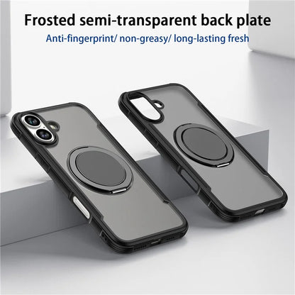 Thunder 3 Series For iPhone 16 Plus Case Rotating Magnetic Kickstand PC+TPU Matte Phone Cover