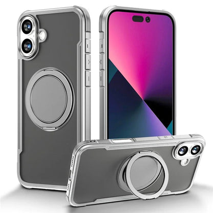 Thunder 3 Series For iPhone 16 Plus Case Rotating Magnetic Kickstand PC+TPU Matte Phone Cover