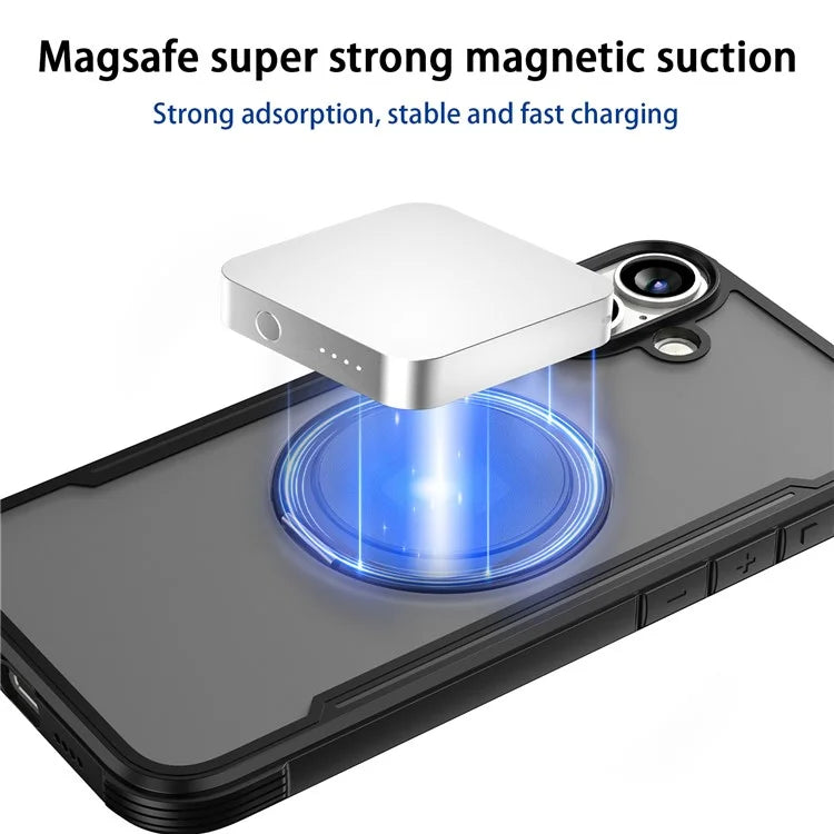 Thunder 3 Series For iPhone 16 Plus Case Rotating Magnetic Kickstand PC+TPU Matte Phone Cover