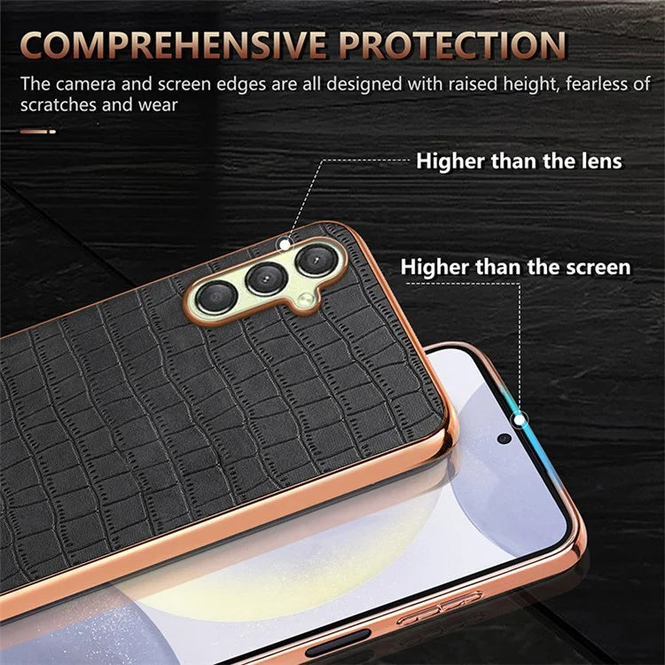AZNS For Samsung Galaxy A16 5G Case Electroplating Crocodile Texture PU+TPU Phone Cover