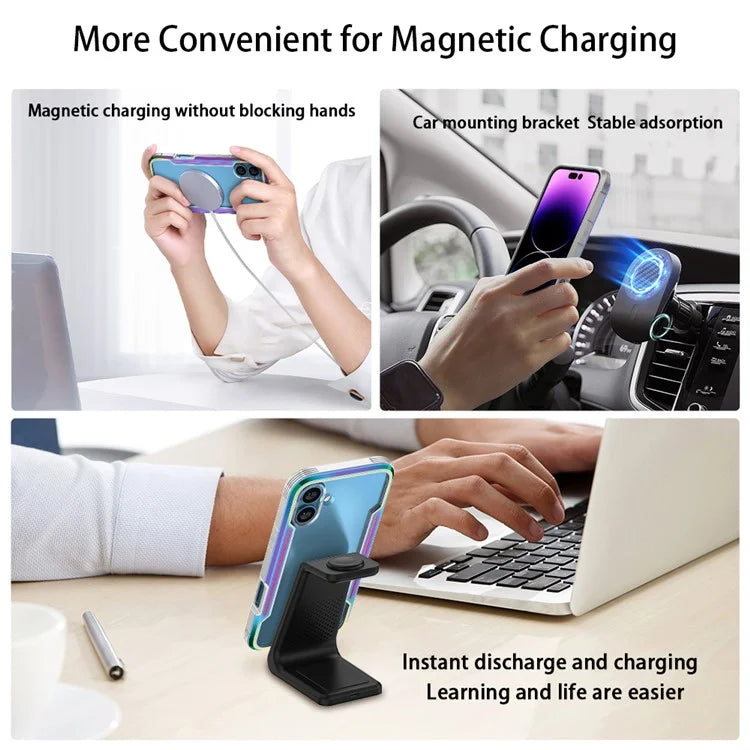 Thunder 1 Series For iPhone 16 Pro Case Compatible with MagSafe PC+TPU Clear Back Cover