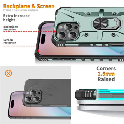 For iPhone 16 Pro Case PC+ TPU Anti-Drop Phone Cover with Ring Kickstand