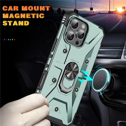 For iPhone 16 Pro Case PC+ TPU Anti-Drop Phone Cover with Ring Kickstand