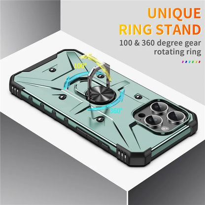 For iPhone 16 Pro Case PC+ TPU Anti-Drop Phone Cover with Ring Kickstand