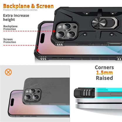 For iPhone 16 Pro Case PC+ TPU Anti-Drop Phone Cover with Ring Kickstand