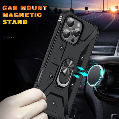 For iPhone 16 Pro Case PC+ TPU Anti-Drop Phone Cover with Ring Kickstand