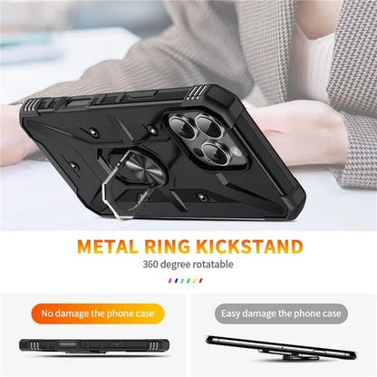 For iPhone 16 Pro Case PC+ TPU Anti-Drop Phone Cover with Ring Kickstand