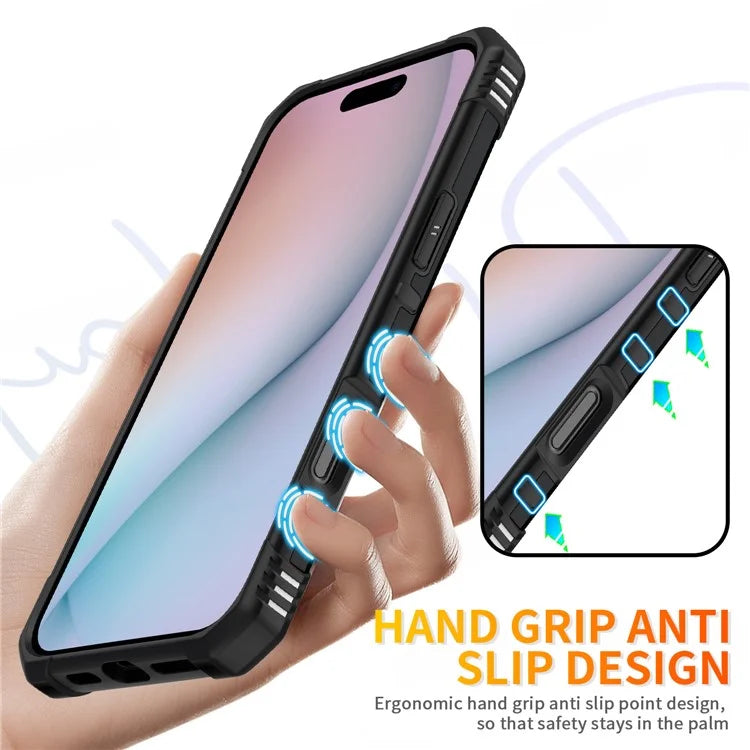 For iPhone 16 Pro Case PC+ TPU Anti-Drop Phone Cover with Ring Kickstand