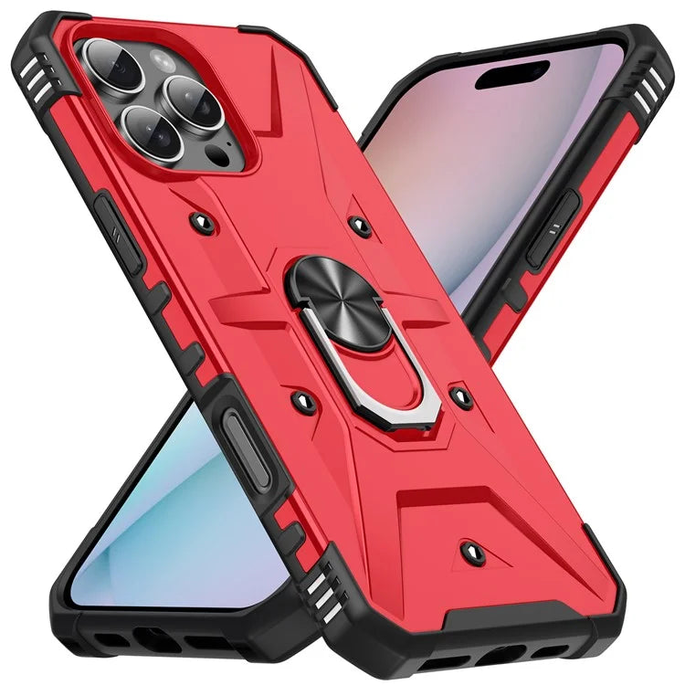For iPhone 16 Pro Case PC+ TPU Anti-Drop Phone Cover with Ring Kickstand