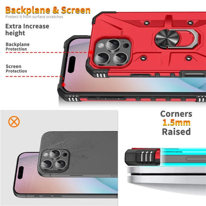 For iPhone 16 Pro Case PC+ TPU Anti-Drop Phone Cover with Ring Kickstand