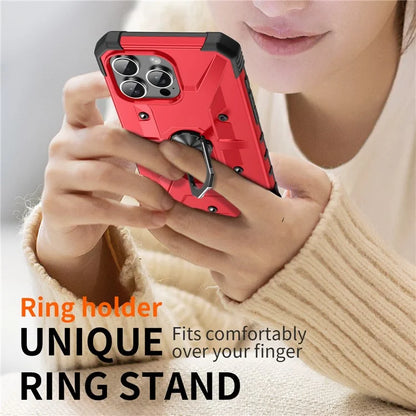 For iPhone 16 Pro Case PC+ TPU Anti-Drop Phone Cover with Ring Kickstand