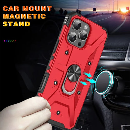 For iPhone 16 Pro Case PC+ TPU Anti-Drop Phone Cover with Ring Kickstand