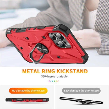 For iPhone 16 Pro Case PC+ TPU Anti-Drop Phone Cover with Ring Kickstand