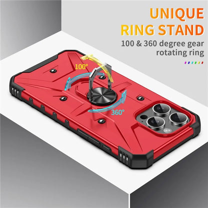 For iPhone 16 Pro Case PC+ TPU Anti-Drop Phone Cover with Ring Kickstand