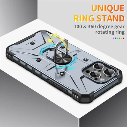 For iPhone 16 Pro Case PC+ TPU Anti-Drop Phone Cover with Ring Kickstand