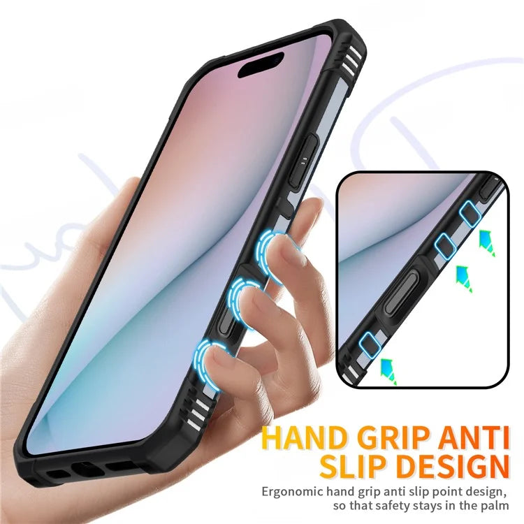For iPhone 16 Pro Case PC+ TPU Anti-Drop Phone Cover with Ring Kickstand